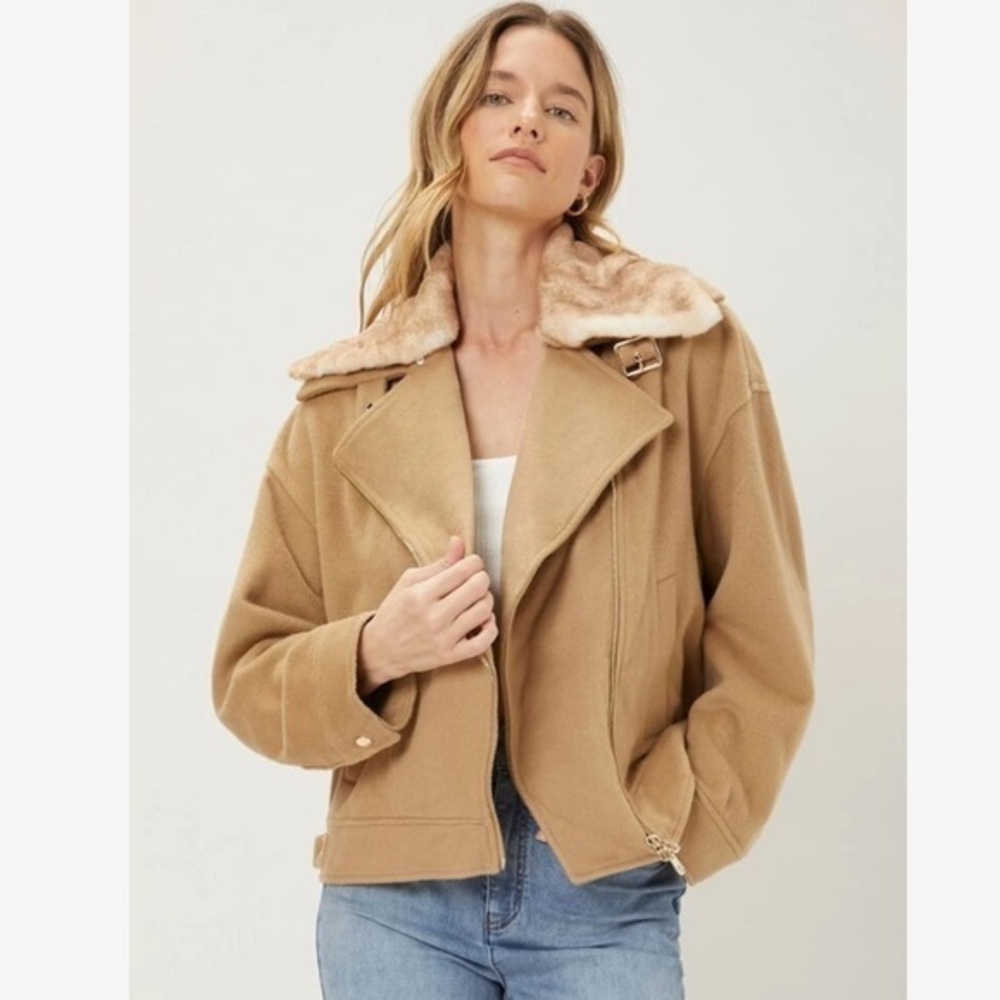 MOTF Wool Blend Biker Moto Jacket - NWT